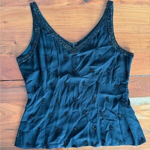 🦊 Dana Bachman beaded silk Black Sleeveless Top